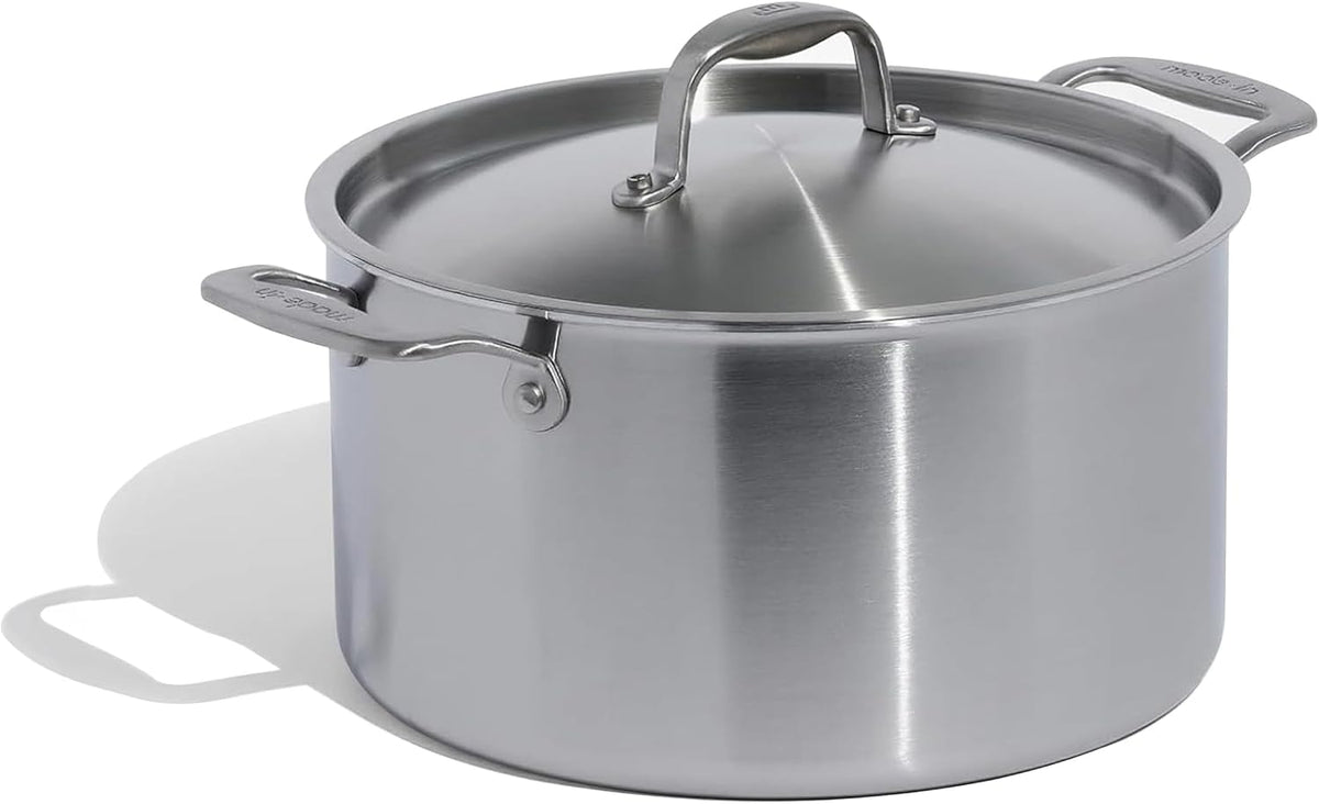 Made In 8-Quart Stainless Steel Stock Pot with Lid – 5-Ply Clad