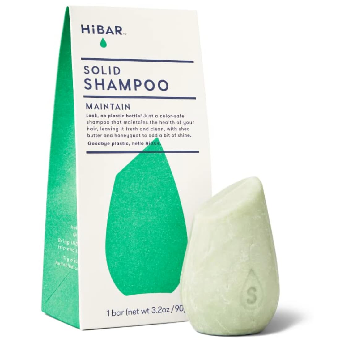 Solid shampoo bar with packaging on a white background