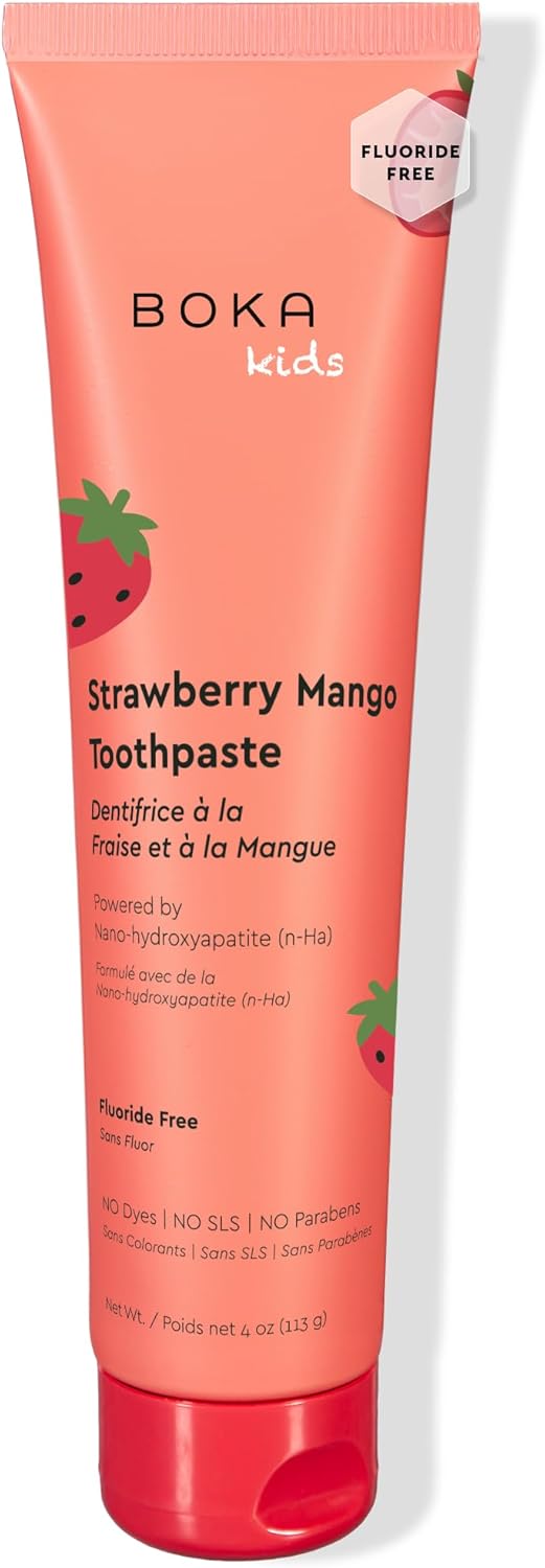 Boka Kids Strawberry Mango Toothpaste tube on a white background