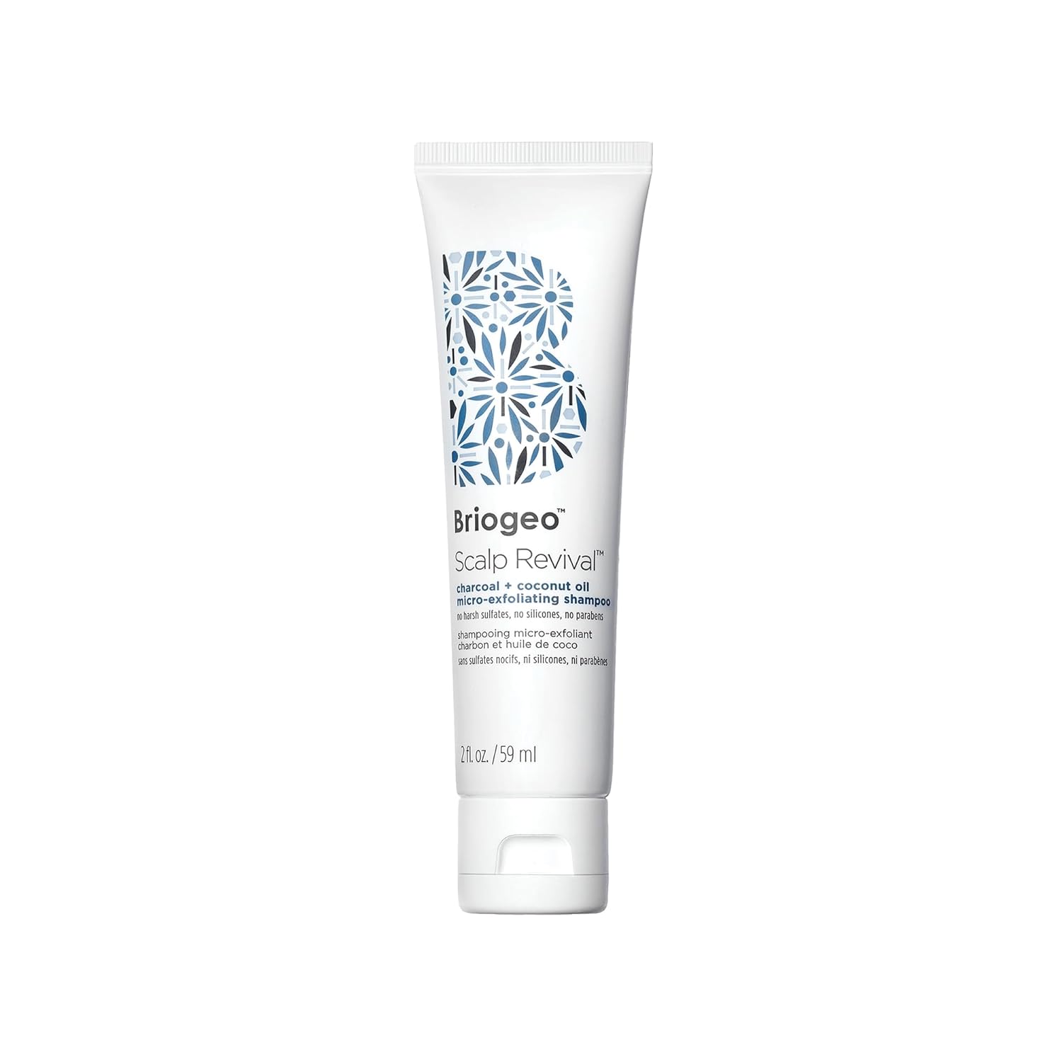 Briogeo Scalp Revival Charcoal Coconut Oil Micro-Exfoliating Shampoo tube, sulfate-free scalp scrub for dry itchy or oily scalp, non-toxic clean haircare vegan cruelty-free