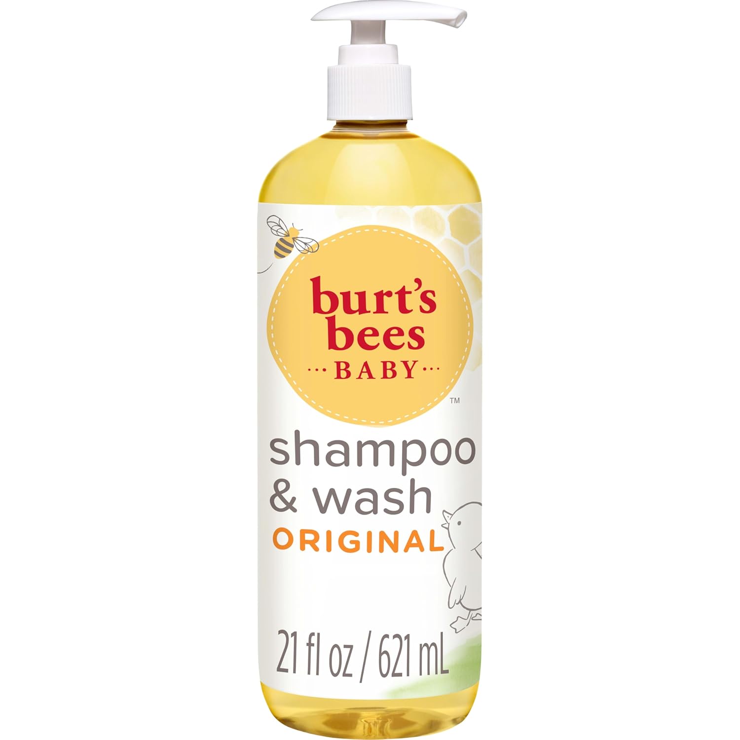 Burt's Bees Baby shampoo and wash bottle on a white background