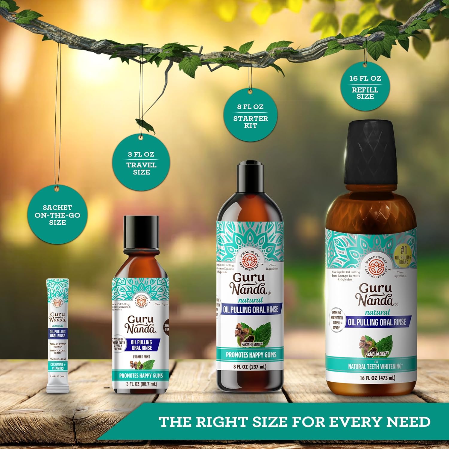 GuruNanda oil pulling mouthwash 7 essential oils alcohol-free