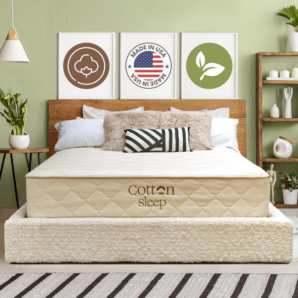 Cotton Sleep 11 inch Organic Cotton Hybrid Mattress fiberglass-free natural latex and wool Queen — BodyWell1