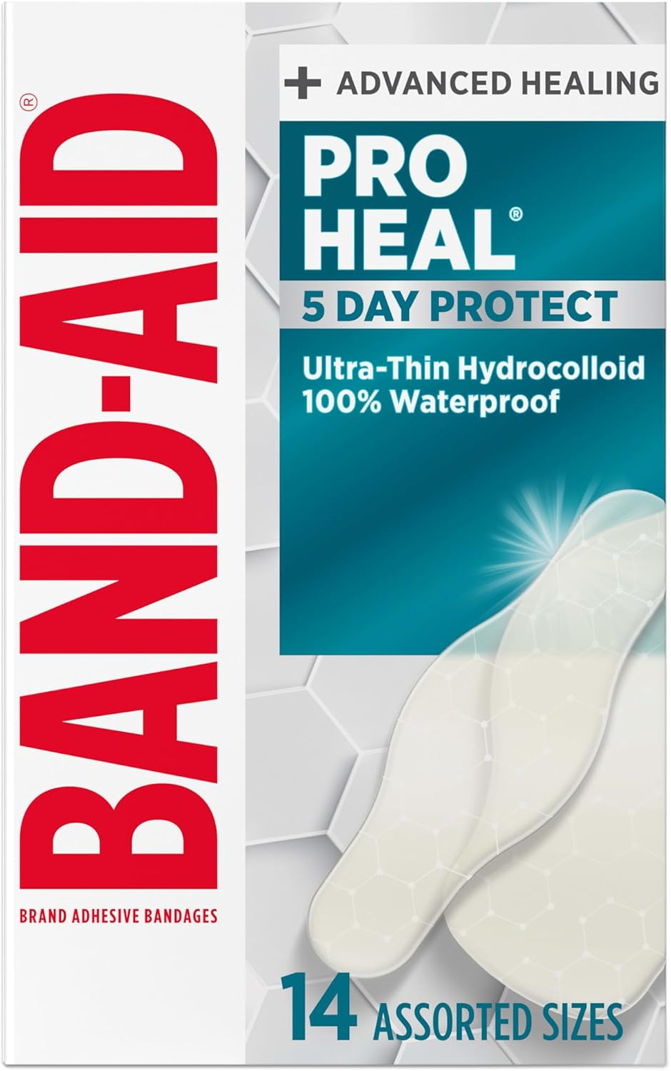BAND-AID PRO HEAL ultra-thin hydrocolloid bandages, 14 assorted sizes