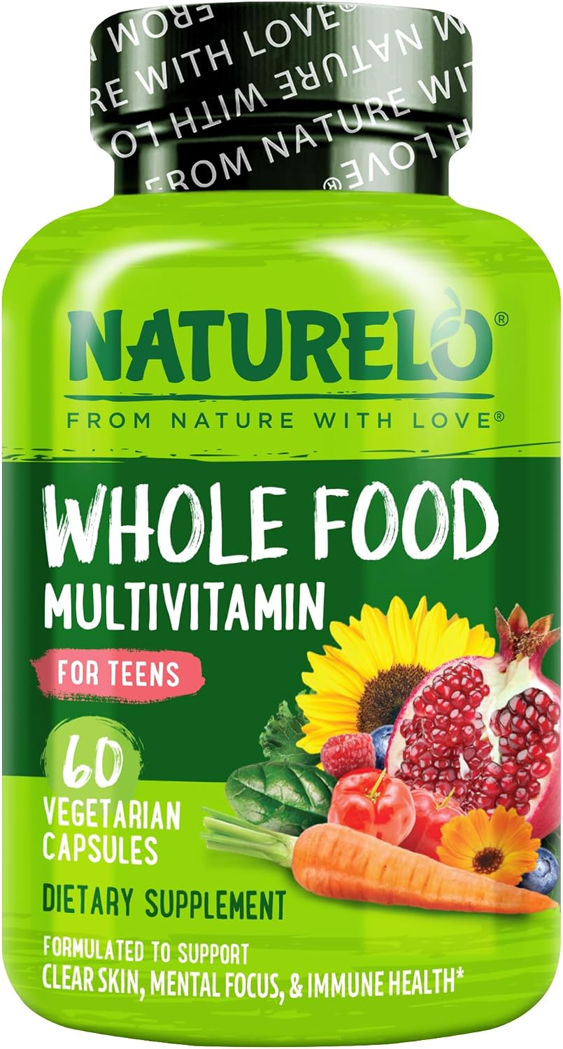 NATURELO Whole Food Multivitamin for Teens — Plant-Based Non-GMO Vegan 60 Vegetarian Capsules — BodyWell1