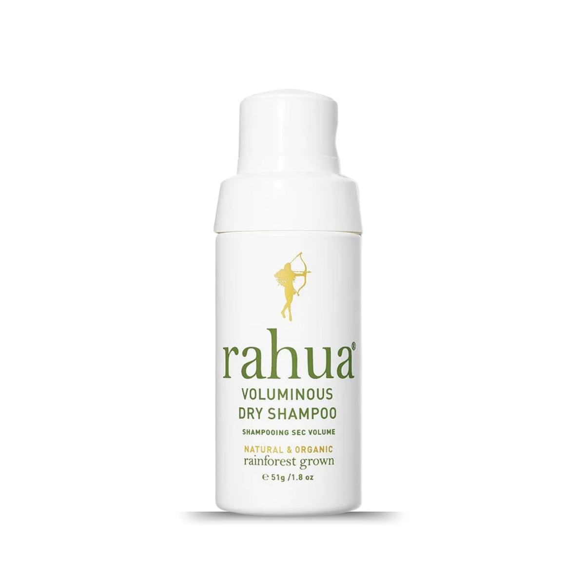 Rahua Voluminous Dry Shampoo bottle, 1.8 oz, on a white background — natural and organic rainforest-grown dry shampoo