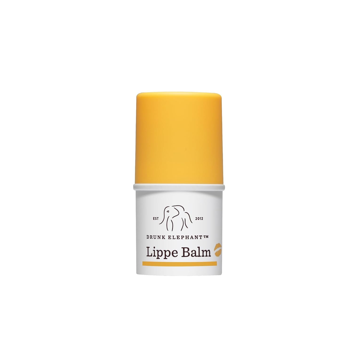 Drunk Elephant Lippe Balm in yellow and white packaging on white background — clean nourishing lip balm cruelty-free and dermatologist-tested — BodyWell1