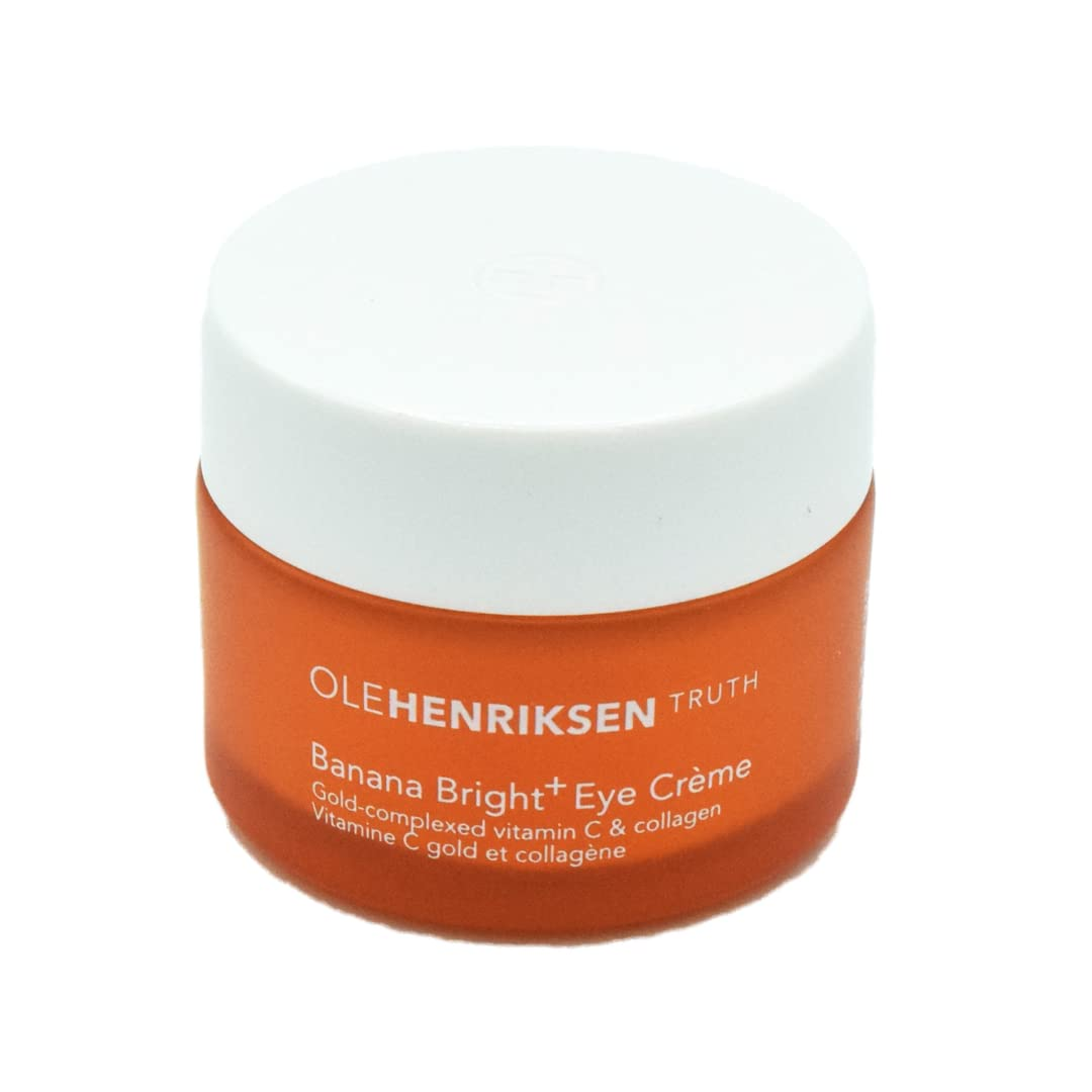 Ole Henriksen Banana Bright+ Vitamin C Eye Crème orange jar with white lid on white background