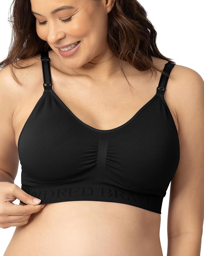 Kindred Bravely Simply Sublime Nursing Bra in black — wireless, seamless, one-hand clip-down cups for breastfeeding and pumping