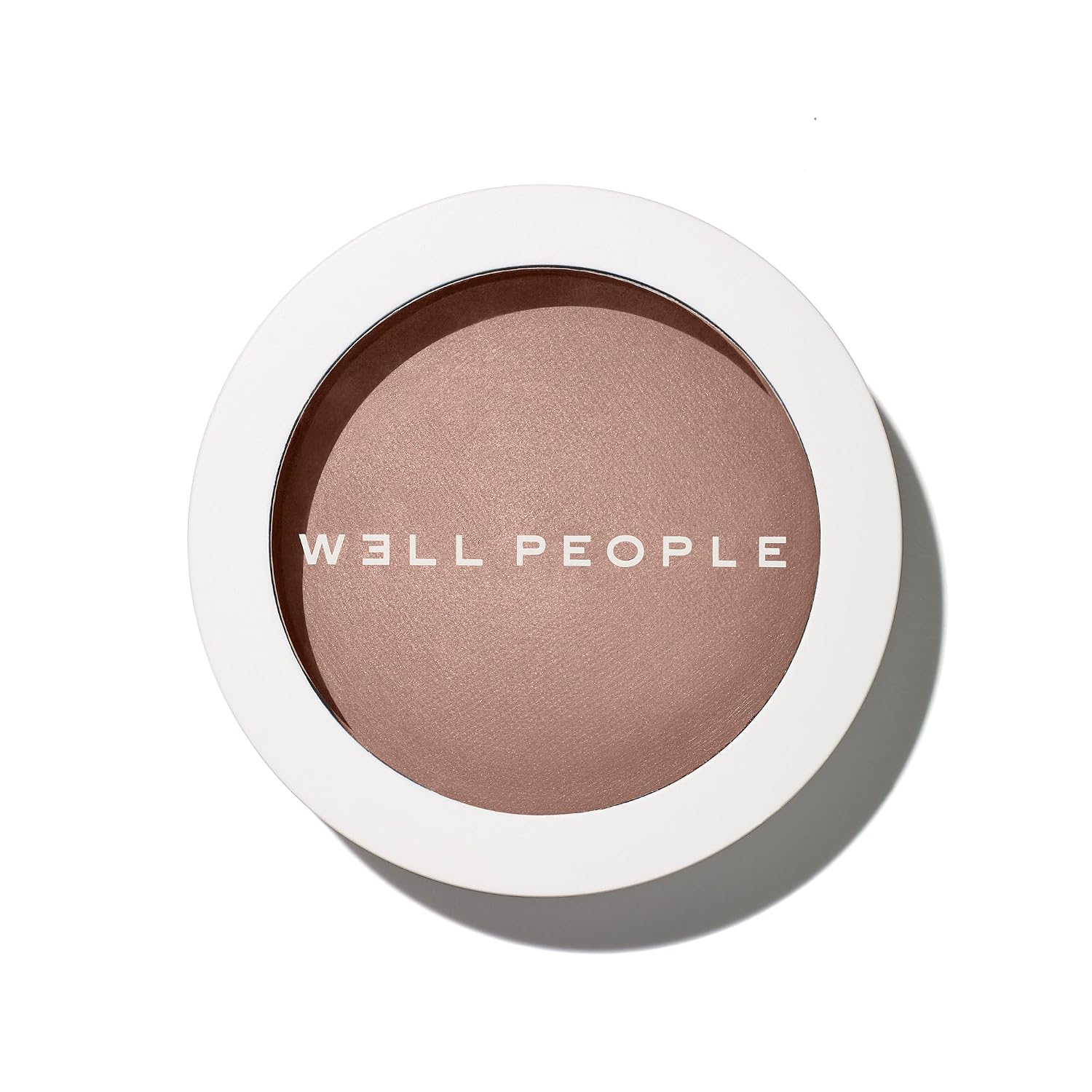 W3ll People Superpowder Baked Bronzing Powder in Golden Hour open round compact showing warm bronze powder on white background