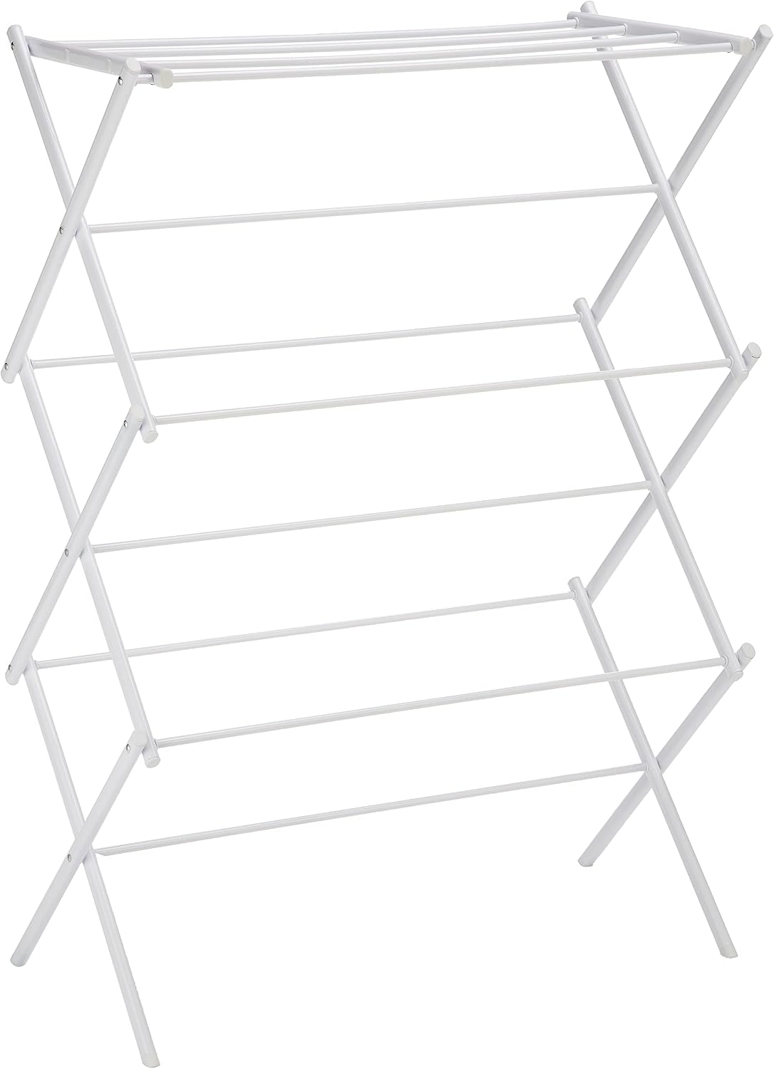 Amazon Basics Foldable Metal Clothes Drying Rack large white on white background