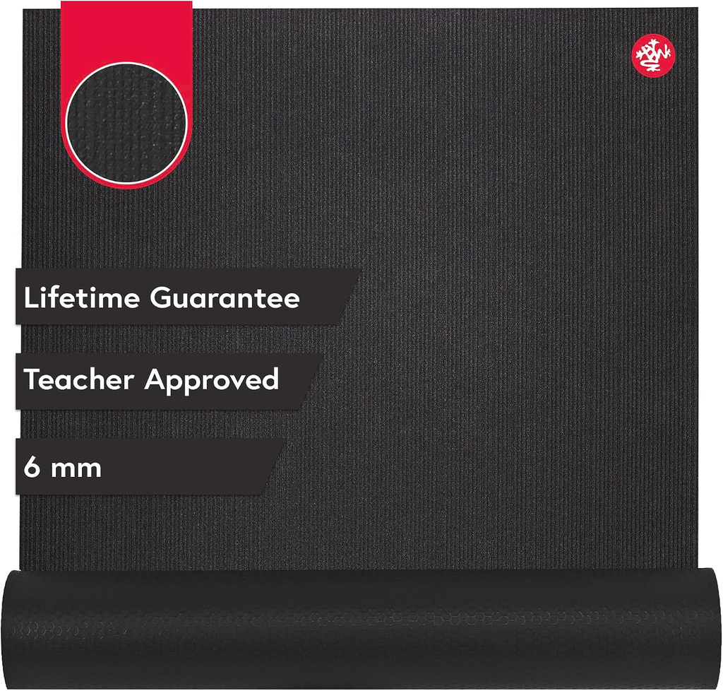 Manduka PRO Yoga Mat 6mm Black — Lifetime Guarantee, Teacher Approved, 6mm callout detail