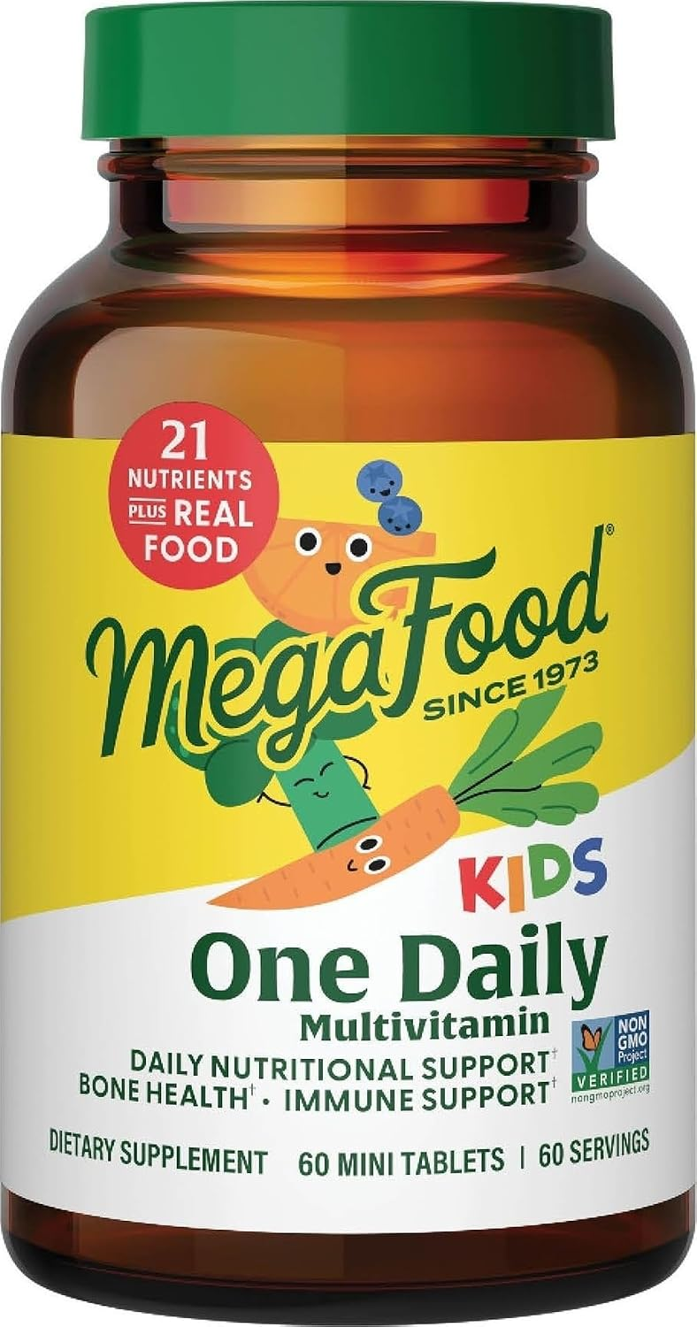 MegaFood Kids One Daily Multivitamin — 21 Nutrients Plus Real Food, 60 Mini Tablets for Ages 5 and Older — BodyWell1