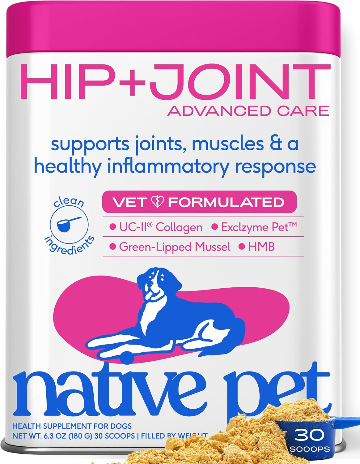 Native Pet Hip + Joint Advanced Care powder supplement for dogs