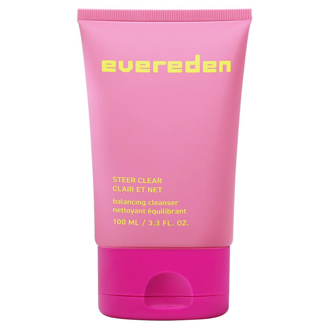 Evereden Steer Clear balancing cleanser in a pink tube for pre-teen and teen skincare