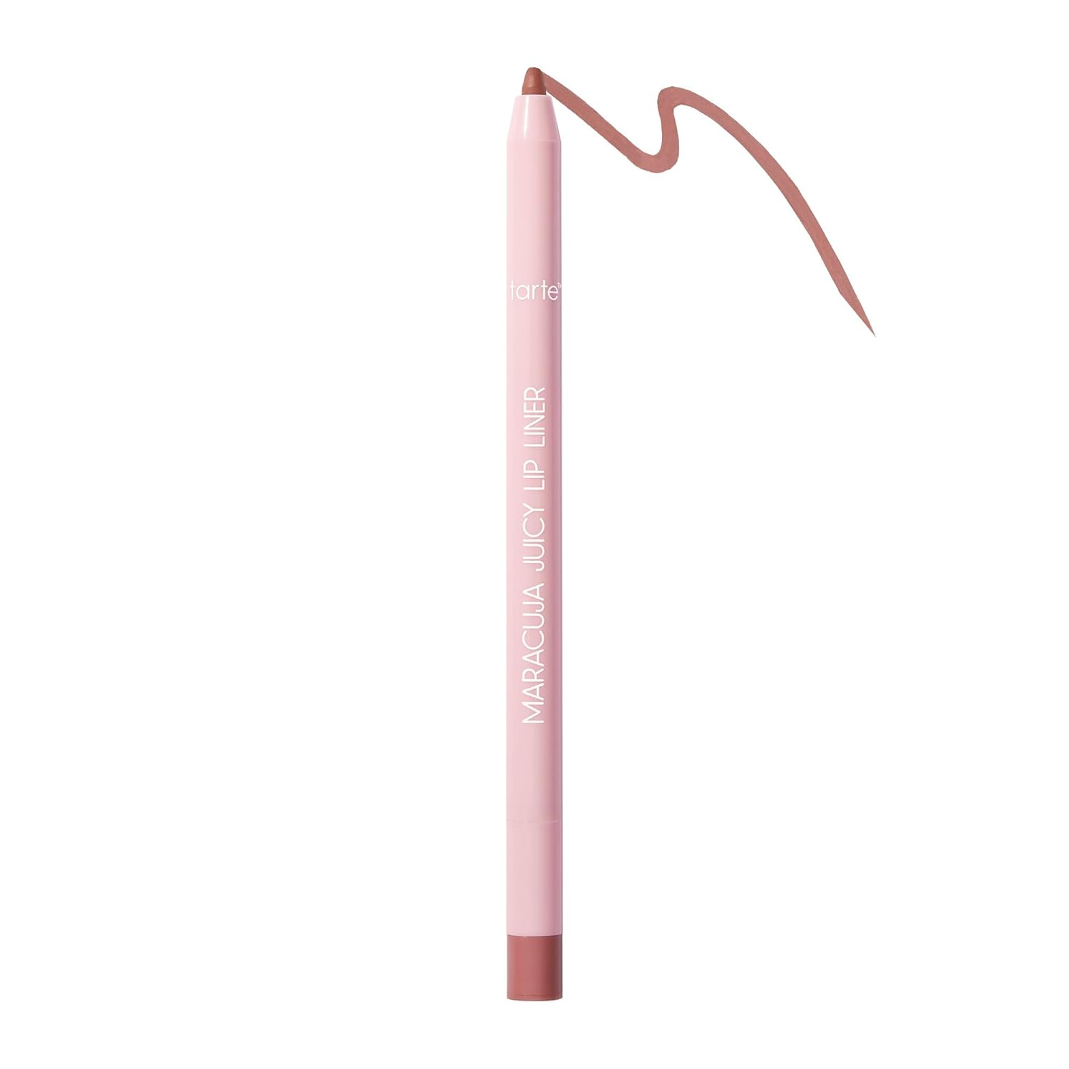 Tarte Maracuja Juicy Lip Liner in mauve-nude shade with swatch on white background — vegan creamy matte lip liner by BodyWell1