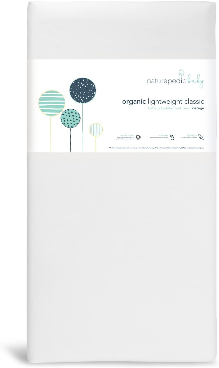 Naturepedic Organic Lightweight Classic 2-Stage baby and toddler crib mattress — GOTS certified, waterproof, GREENGUARD Gold — BodyWell1