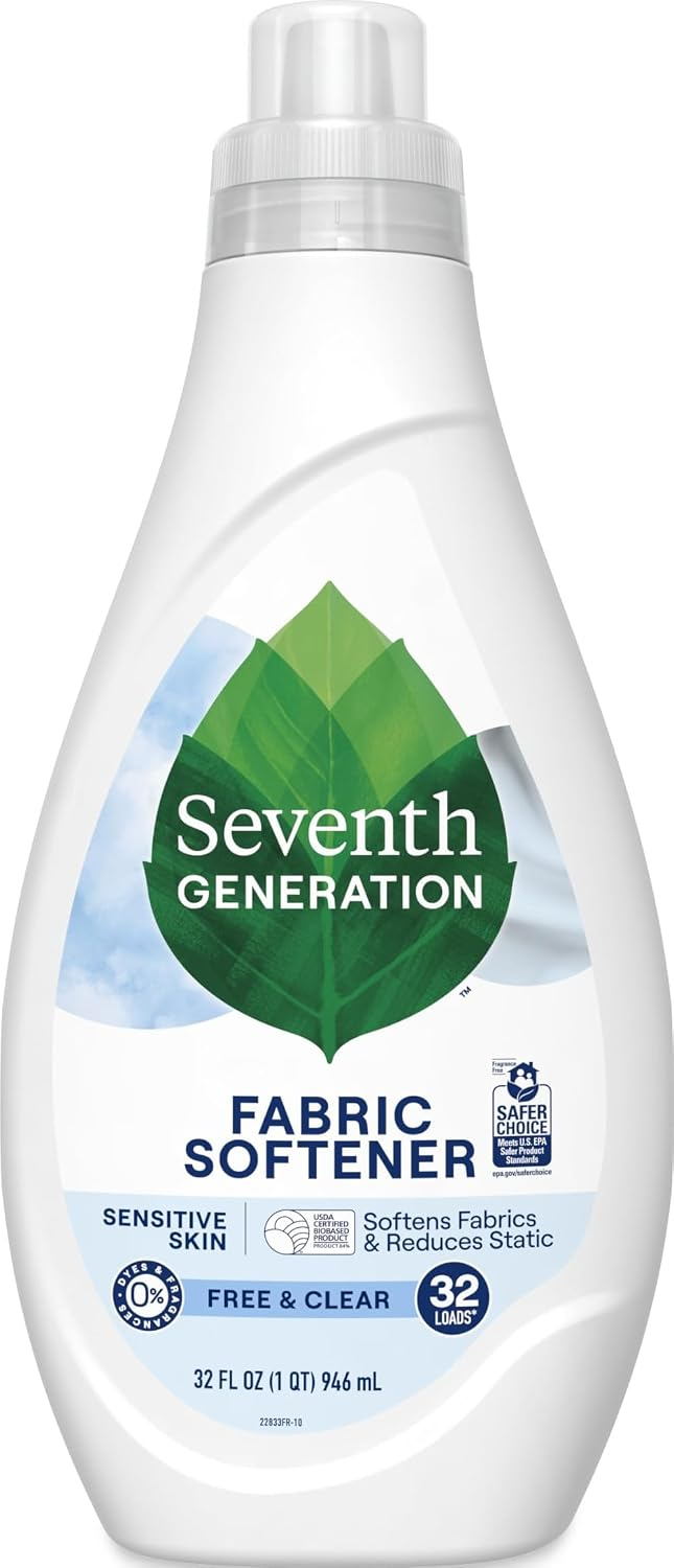 Seventh Generation Free & Clear Fabric Softener 32 fl oz bottle on white background