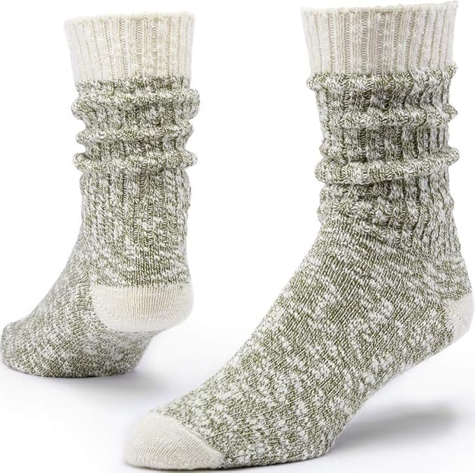 Maggie's marled Ragg Socks with cream cuffs, heels, and toes on a white background.