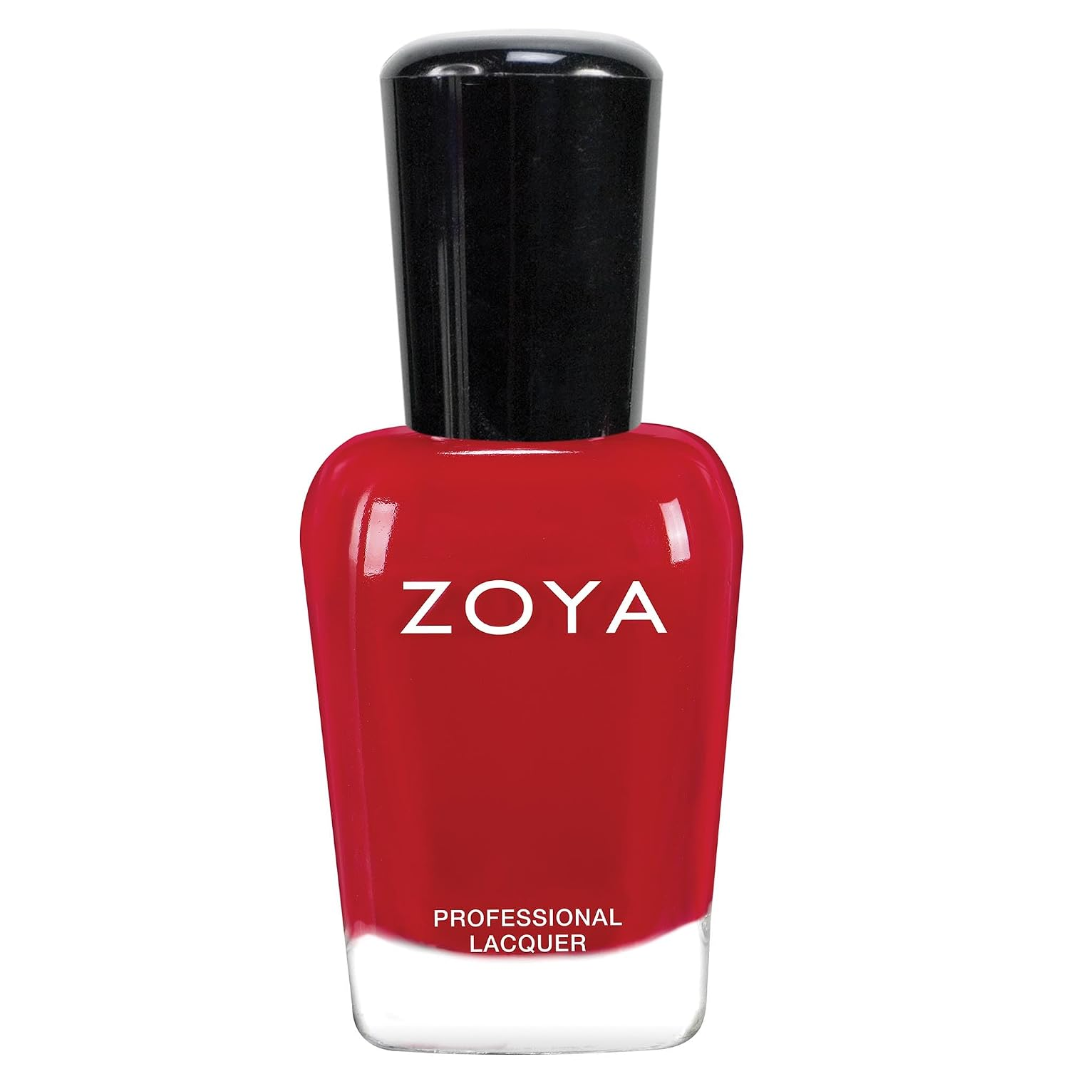 ZOYA classic bright red nail polish bottle with black cap on white background — Big12Free vegan long-wear cream formula