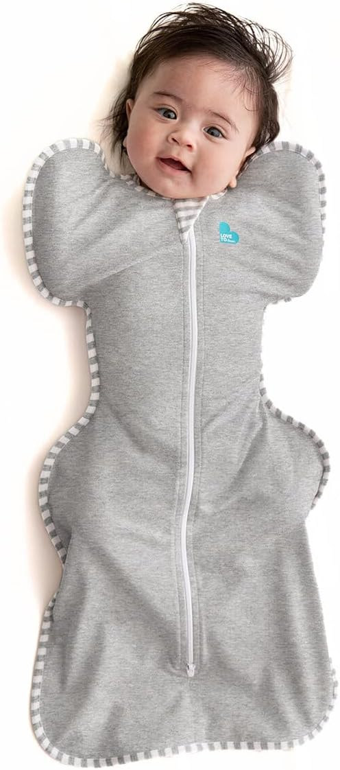 Love to Dream Swaddle UP in gray — arms-up baby swaddle sack for newborns 8-13 lbs, calms startle reflex and encourages self-soothing