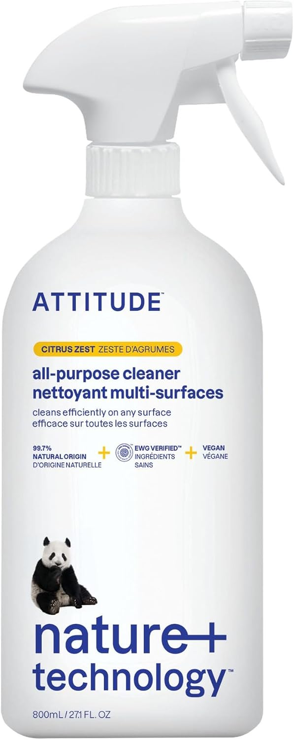 ATTITUDE All Purpose Cleaner Spray — EWG Verified, 99.7% Natural Origin, Citrus Zest 27.1 Fl Oz — BodyWell1