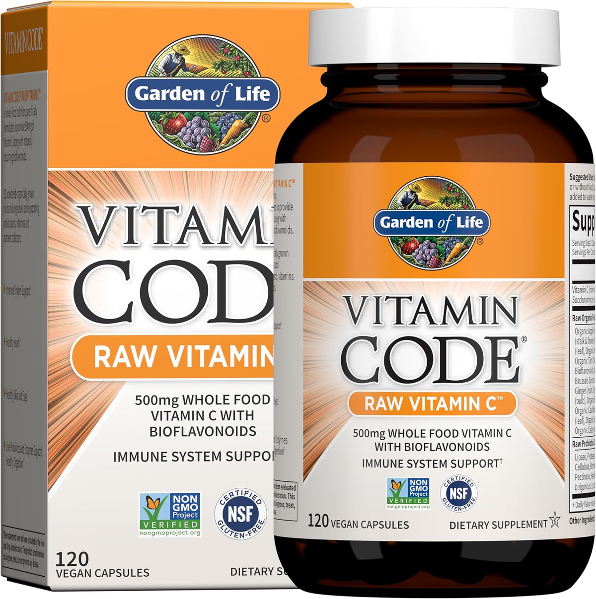 Garden of Life Vitamin Code Raw Vitamin C – 500mg Whole Food Vitamin C, 120 Vegan Capsules