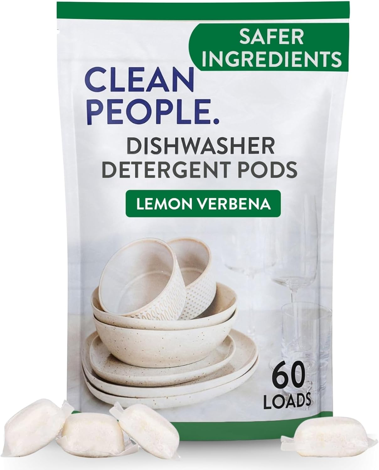 Clean People Dishwasher Detergent Pods 60ct Lemon Verbena safer ingredients cruelty-free
