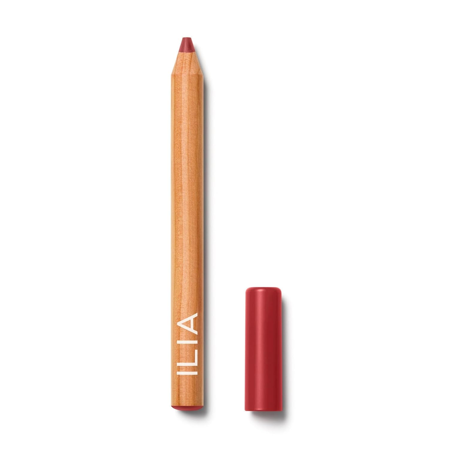 ILIA Lip Sketch Hydrating Lip Crayon in Kiln — non-toxic, cruelty-free lip liner and lip color in one, soft-matte berry-red shade with barrier-building formula
