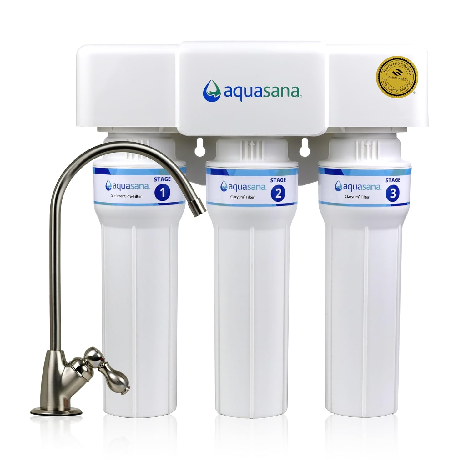 Aquasana Claryum 3-Stage Max Flow Under Sink Water Filter AQ-6300M-BN with Brushed Nickel Faucet — BodyWell1