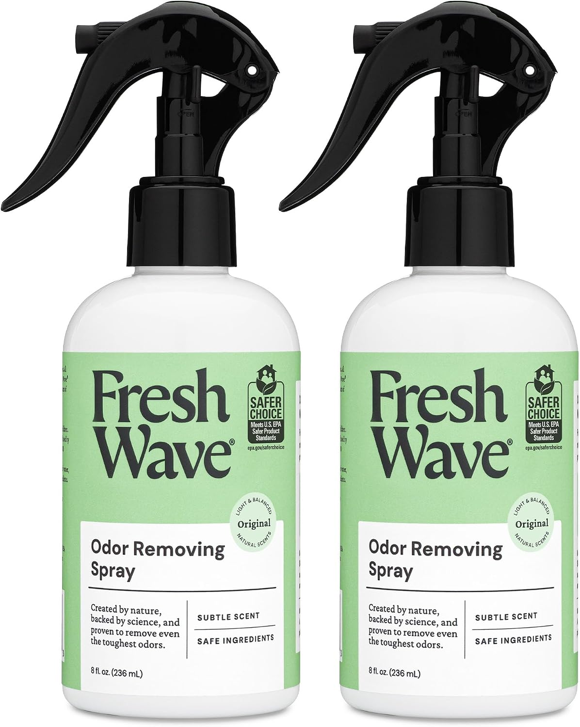 Fresh Wave Original Odor Removing Spray 2-Pack 8oz bottles with green labels and EPA Safer Choice certification on white background