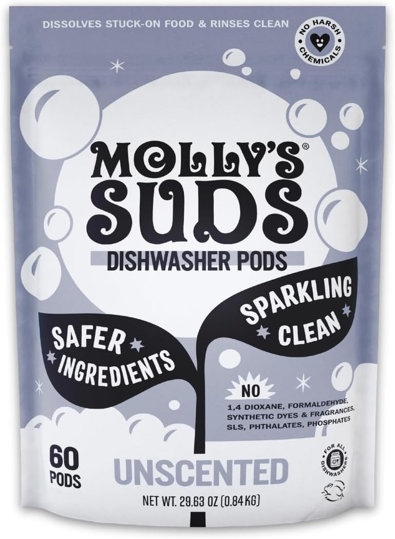 Molly’s Suds Dishwasher Detergent Pods, unscented 60-count bag