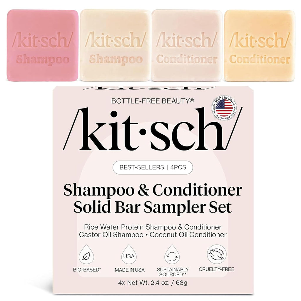 Kit Sch shampoo and conditioner solid bar sampler set packaging on a white background