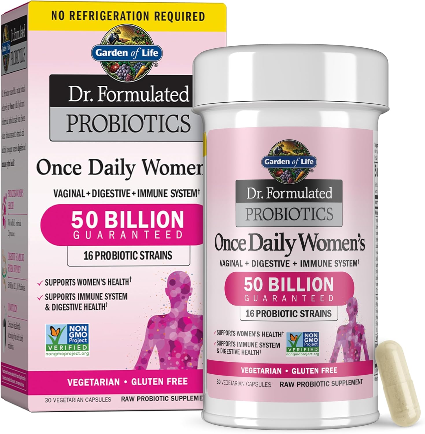 Garden of Life Dr. Formulated Probiotics Once Daily Women's supplement packaging.