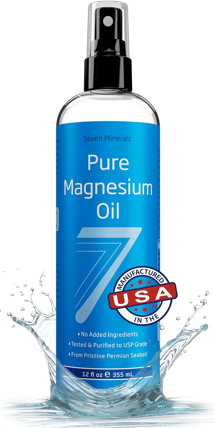 Seven Minerals Pure Magnesium Oil Spray 12oz bottle — USP grade, extra strength, mined in the USA